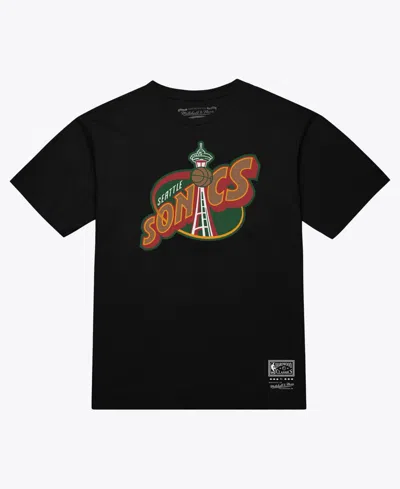 Mitchell & Ness Men's And Women's Black Seattle Supersonics Hardwood Classics Arch T-shirt