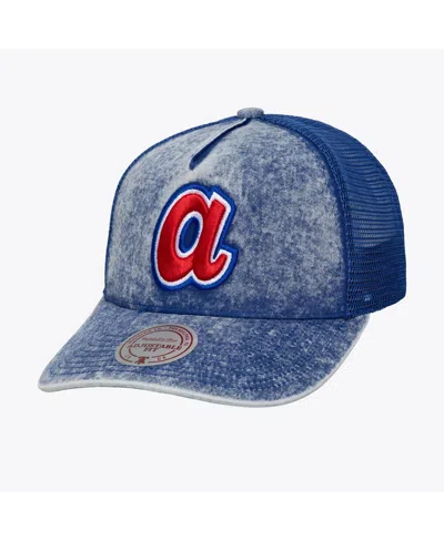Mitchell & Ness Men's And Women's Blue Atlanta Braves Cooperstown Gameday Adjustable Trucker Hat
