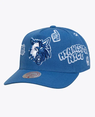 Mitchell & Ness Men's And Women's Blue Minnesota Timberwolves Hardwood Classics Downtown Doodle Pro Snapback Hat