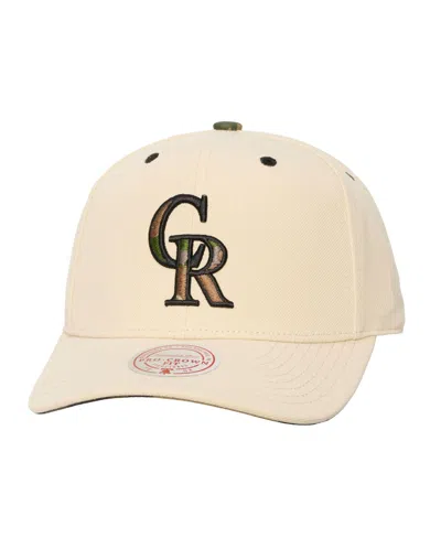 Mitchell & Ness Men's And Women's Cream Colorado Rockies Camo Logo Pro Crown Snapback Hat In Neutral