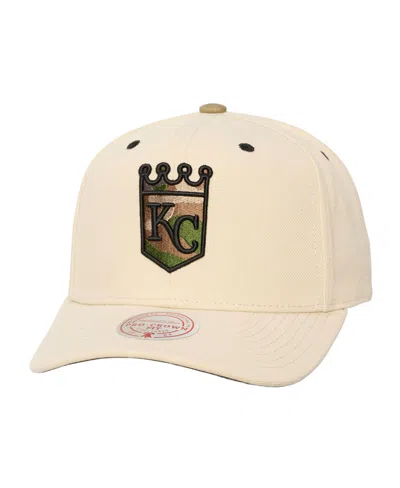 Mitchell & Ness Men's And Women's Cream Kansas City Royals Camo Logo Pro Crown Snapback Hat In Neutral