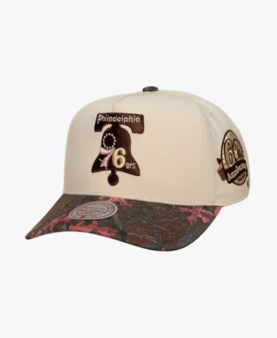 Mitchell & Ness Men's And Women's Cream Philadelphia 76ers Hardwood Classics Fall Pink Pro Snapback Hat