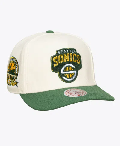 Mitchell & Ness Men's And Women's Cream Seattle Supersonics Cream Team Pro Adjustable Hat In White