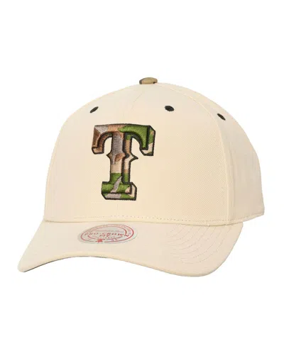 Mitchell & Ness Men's And Women's Cream Texas Rangers Camo Logo Pro Crown Snapback Hat In Brown