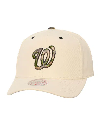 Mitchell & Ness Men's And Women's Cream Washington Nationals Camo Logo Pro Crown Snapback Hat In Neutral