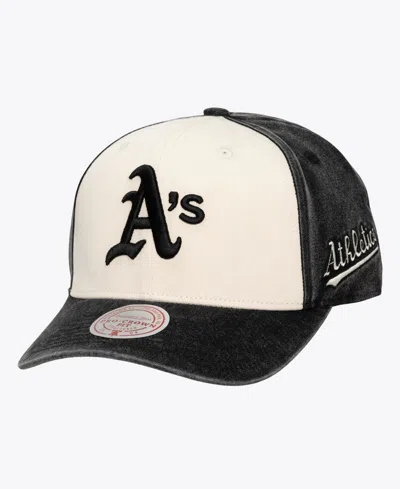 Mitchell & Ness Men's And Women's Cream/black Athletics Snow Block Pro Crown Snapback Hat