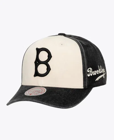 Mitchell & Ness Men's And Women's Cream/black Brooklyn Dodgers Snow Block Pro Crown Adjustable Hat In Multi