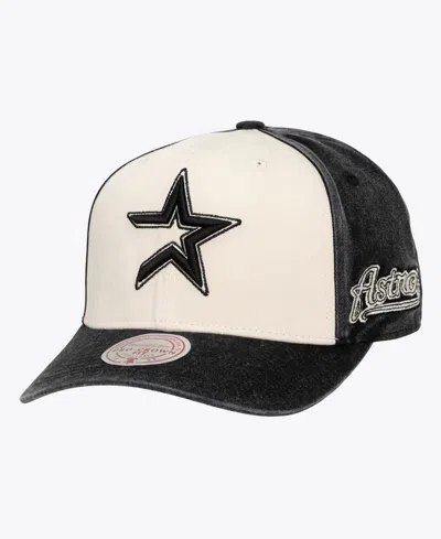 Mitchell & Ness Men's And Women's Cream/black Houston Astros Snow Block Pro Crown Adjustable Hat In White
