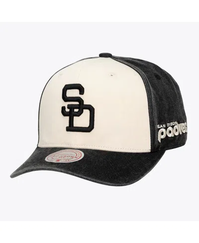 Mitchell & Ness Men's And Women's Cream/black San Diego Padres Snow Block Pro Crown Snapback Hat