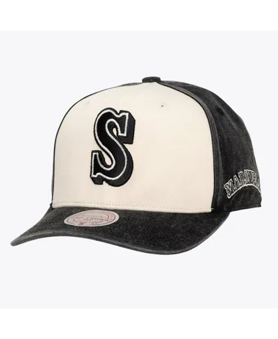 Mitchell & Ness Men's And Women's Cream/black Seattle Mariners Snow Block Pro Crown Snapback Hat In Yellow