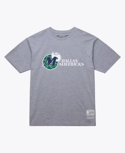 Mitchell & Ness Men's And Women's Dallas Mavericks Hardwood Classics Arch Screen-print Graphics T-shirt In Heather Gray