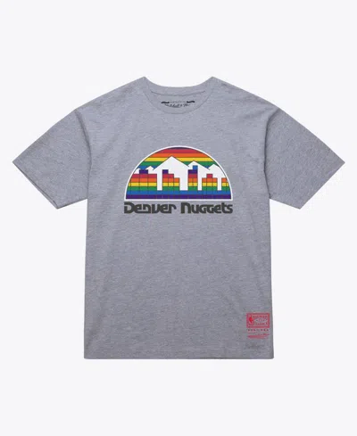 Mitchell & Ness Men's And Women's Heather Gray Denver Nuggets Hardwood Classics Arch T-shirt