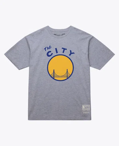 Mitchell & Ness Men's And Women's Heather Gray Golden State Warriors Hardwood Classics Arch T-shirt