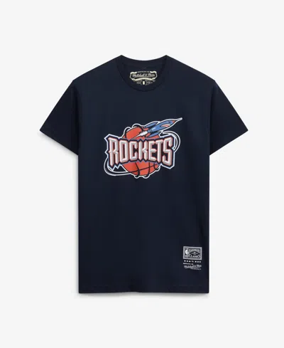 Mitchell & Ness Men's And Women's Houston Rockets Hardwood Classics Screen Print T-shirt In Blue