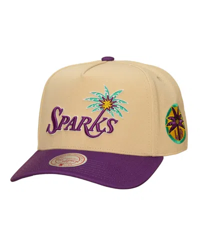 Mitchell & Ness Men's And Women's Khaki/purple Los Angeles Sparks Pro Pinch Snapback Hat In Brown