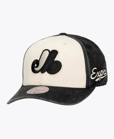 Mitchell & Ness Men's And Women's Mitchell Ness Cream/black Montreal Expos Snow Block Pro Crown Adjustable Hat In Gray