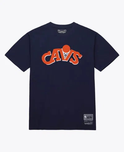 Mitchell & Ness Men's And Women's Navy Cleveland Cavaliers Hardwood Classics Arch T-shirt In Black
