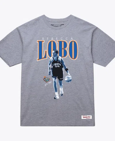 Mitchell & Ness Men's And Women's Rebecca Lobo Heather Gray New York Liberty Player Boyfriend Court Origins T-shirt