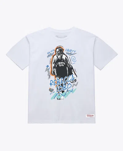 Mitchell & Ness Men's And Women's Rebecca Lobo White New York Liberty Chalked Up Court Origins T-shirt