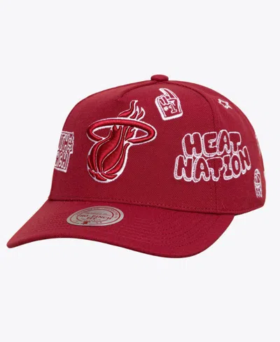 Mitchell & Ness Men's And Women's Red Miami Heat Downtown Doodle Pro Snapback Hat