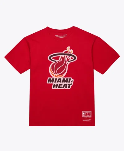 Mitchell & Ness Men's And Women's Red Miami Heat Hardwood Classics Arch T-shirt