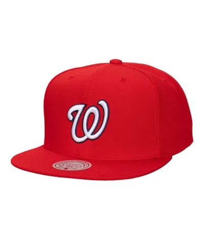 Mitchell & Ness Men's And Women's Red Washington Nationals Side Logo Snapback Hat