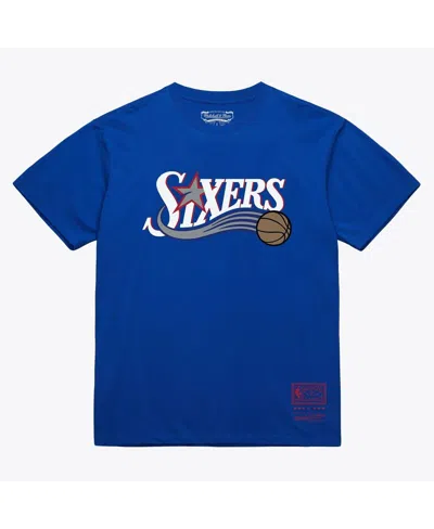Mitchell & Ness Men's And Women's Royal Philadelphia 76ers Hardwood Classics Arch T-shirt In Blue