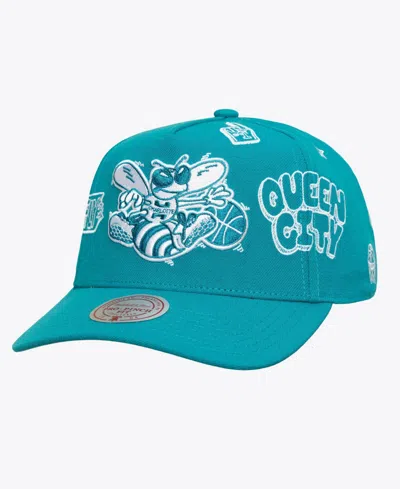 Mitchell & Ness Men's And Women's Teal Charlotte Hornets Downtown Doodle Pro Snapback Hat