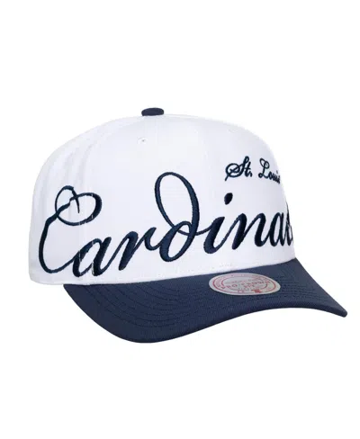 Mitchell & Ness Men's And Women's White, Navy St. Louis Cardinals Xl Script Pro Crown Adjustable Hat