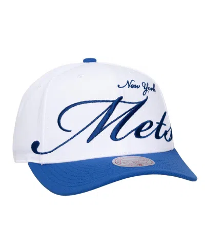 Mitchell & Ness Men's And Women's White, Royal New York Mets Xl Script Pro Crown Adjustable Hat In Blue