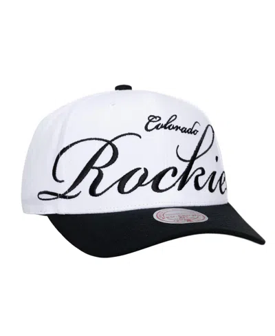 Mitchell & Ness Men's And Women's White/black Colorado Rockies Xl Script Pro Crown Adjustable Hat In Multi