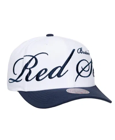 Mitchell & Ness Men's And Women's White/navy Boston Red Sox Xl Script Pro Crown Adjustable Hat In White,navy