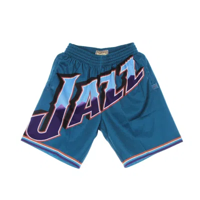 Mitchell & Ness Men's Basketball Shorts Nba Big Face Blown Out Fashion Short Hardwood Classics Utajaz Teal/original  In Blue