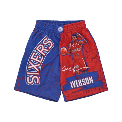 Mitchell & Ness Men's Basketball Shorts Nba Burst Mesh Short No 3 Allen Iverson Phi76e Original Team Colors