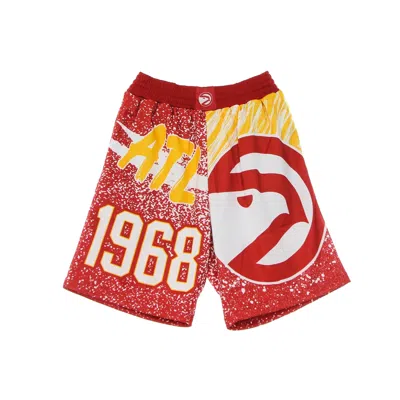 Mitchell & Ness Men's Basketball Shorts Nba Jumbotron Sublimated Mesh Shorts Hardwood Classics Atlhaw Scarlet/origin In Red