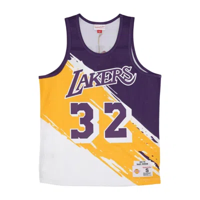 Mitchell & Ness Men's Basketball Tank Top Nba Paint Brush Mesh Tank No 32 Magic Johnson Loslak Multi/white