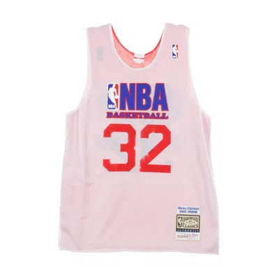 Mitchell & Ness Men's Basketball Vest Reversible Practice Jersey No.32 Magic Johnson All Star Game East 1991 In Pink