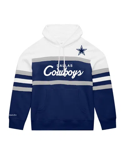 Mitchell & Ness Men's Big & Tall Dallas Cowboys Head Coach Hooded Hoodie In White,navy