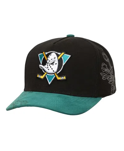 Mitchell & Ness Men's Black Anaheim Ducks May Flowers Pro Crown Snapback Hat