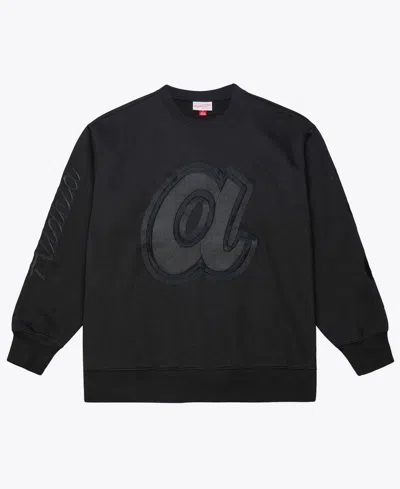 Mitchell & Ness Men's Black Atlanta Braves Phantom Fleece Crewneck Sweatshirt