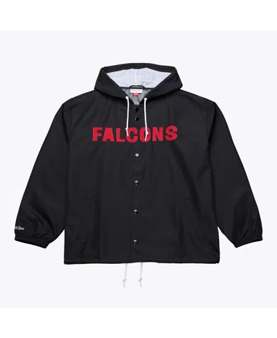 Mitchell & Ness Men's Black Atlanta Falcons Coaches Full-snap Hooded Windbreaker Jacket