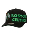 Mitchell & Ness Men's Black Boston Celtics Busted Logo Wordmark Wrap-around Pro Pinch Adjustable Hat In Black