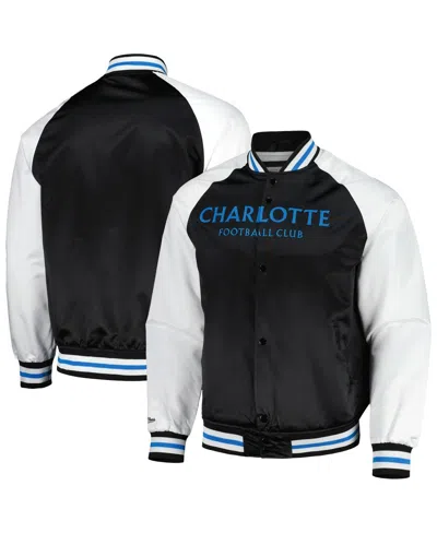 Mitchell & Ness Men's Black Charlotte Fc Satin Raglan Full-snap Jacket In Multi