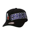 Mitchell & Ness Men's Black Charlotte Hornets Busted Logo Wordmark Wrap-around Pro Pinch Adjustable Hat In Black