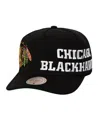 Mitchell & Ness Men's Black Chicago Blackhawks Busted Logo Wordmark Wrap Around Pro Pinch Adjustable Hat In Brown
