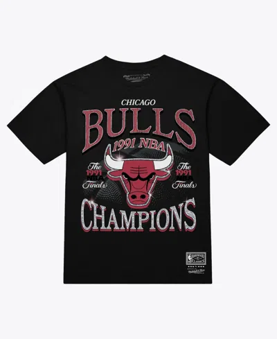 Mitchell & Ness Men's Black Chicago Bulls Champions Era T-shirt In Animal Print