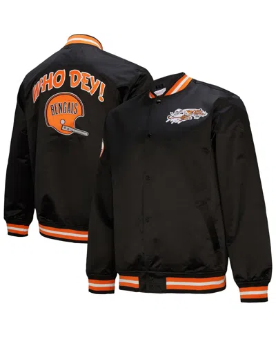 Mitchell & Ness Black Cincinnati Bengals Double Down Satin Full-snap Jacket