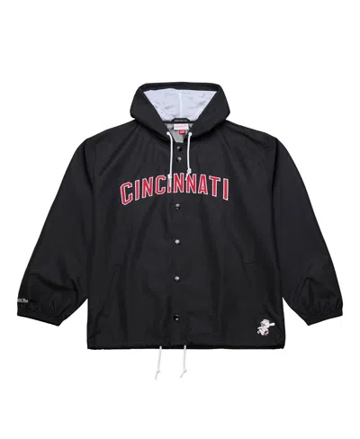 Mitchell & Ness Men's Black Cincinnati Reds Full-snap Hooded Coaches Jacket