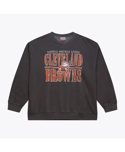 Mitchell & Ness Men's Black Cleveland Browns Downtown Crew Vintage Logo Sweatshirt