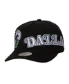 Mitchell & Ness Men's Black Dallas Mavericks Busted Logo Wordmark Wrap Around Pro Pinch Adjustable Hat In Black
